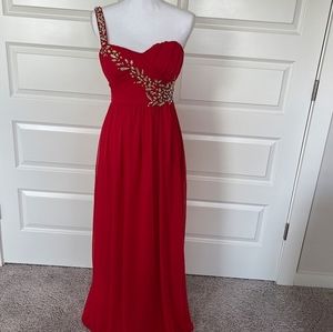 Red one shoulder prom dress NWT